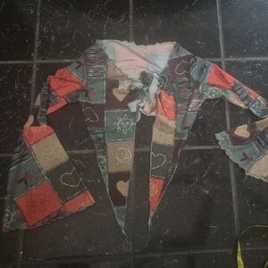 Colorful Patchwork Wrap Top Retro Inspired 70s 80s Boho